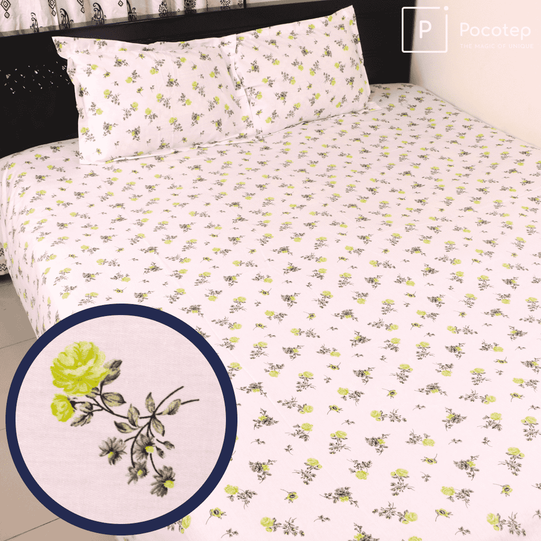 100% Cotton King Size Bedsheet  (৩ পিসের সেট)